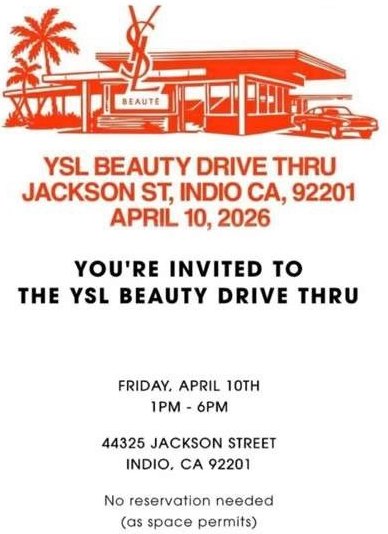 YSL Beauty Drive Thru invitation